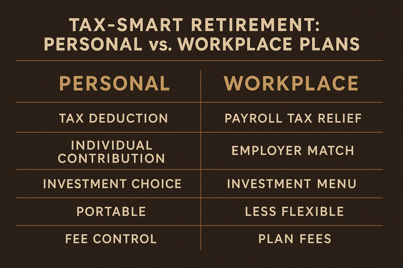 personal vs workplace retirement plans visual