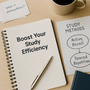 Boost your study efficiency workspace with notebooks and coffee