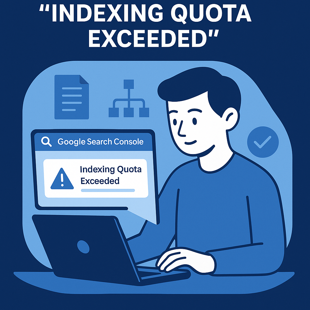 Blogger analyzing Google Search Console indexing data with charts and successful checkmarks