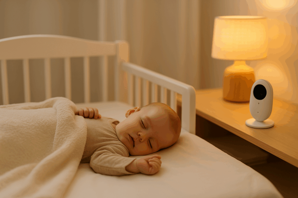 parenting hacks – bright minimalist home setup with baby crib, toys, and organized parenting essentials showing calm and efficient childcare routine.