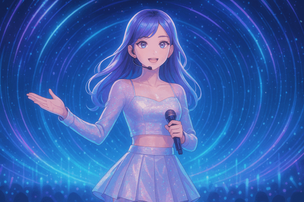 AI idols performing in the future of K-Pop
